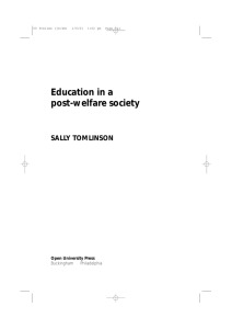 Education in a post-welfare society SALLY TOMLINSON
