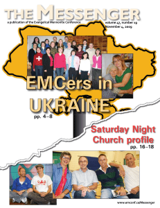 Vol. 47 No. 19 November 4, 2009 - Evangelical Mennonite Conference