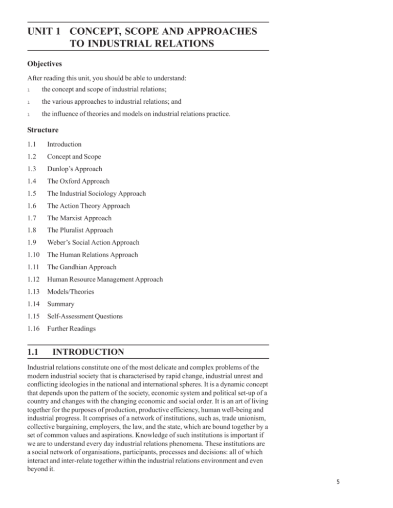 unit-1-concept-scope-and-approaches-to-industrial-relations