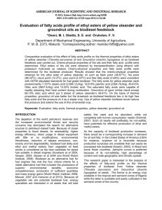 Evaluation of fatty acids profile of ethyl esters of yellow