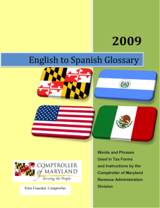 El Glosario español-inglés - Maryland Tax Forms and Instructions