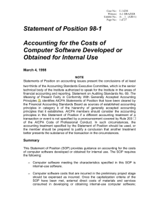 Statement of Position 98-1 Accounting for the Costs of Computer
