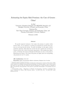 Estimating the Equity Risk Premium: the Case of Greater China!