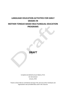 language education activities for early grades in mother tongue