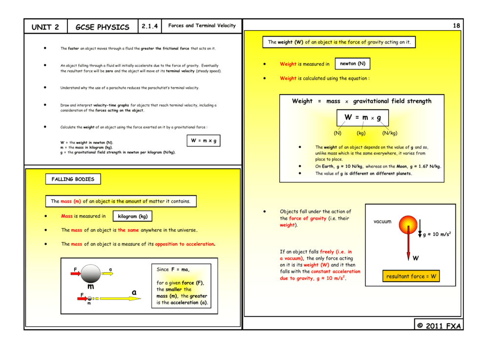 Terminal Velocity Formula Gcse