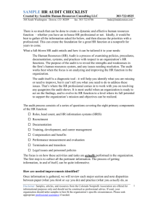 Sample Hr Audit Checklist - Colorado Nonprofit Association