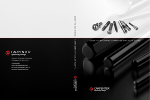 GUIDE TO MACHINING CARPENTER SPECIALTY ALLOYS GUIDE