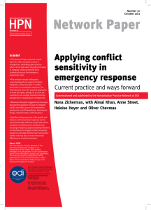 Applying conflict sensitivity in emergency response