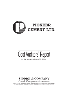 Cost Audit Report - pioneer cement ltd.