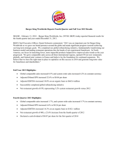 Burger King Worldwide Reports Fourth Quarter and Full Year 2013