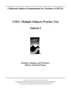 CSET: Multiple Subjects Practice Test Subtest I