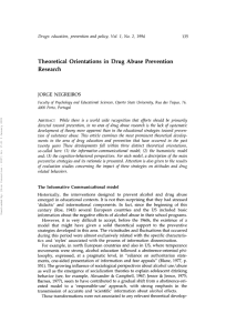 Theoretical Orientations in Drug Abuse Prevention Research