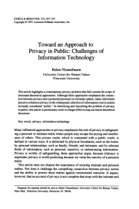 Toward an Approach to Privacy in Public: Challenges of