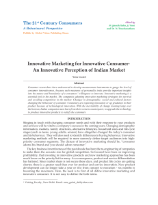 Innovative Marketing for Innovative Consumer