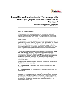 Using Microsoft AuthenticodeTMTechnology with “Luna