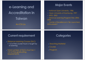 e Learning and e-Learning and Accreditation in Taiwan