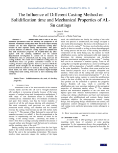 The influence of different casting method on solidification time and
