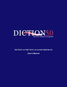 DICTION 5.0 THE TEXT-ANALYSIS PROGRAM User's Manual