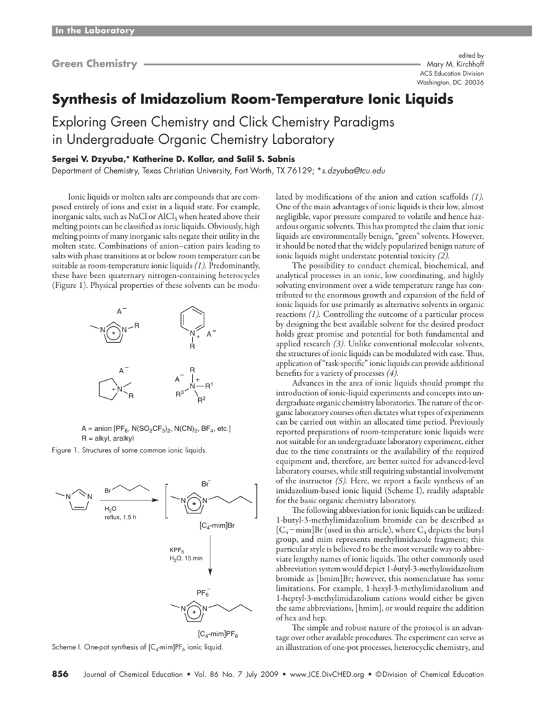 Synthesis Of Imidazolium Room Temperature Ionic