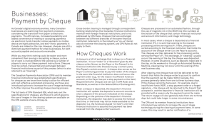 Businesses: Payment by Cheque