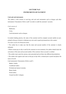 LECTURE No.9 INSTRUMENTS OF PAYMENT