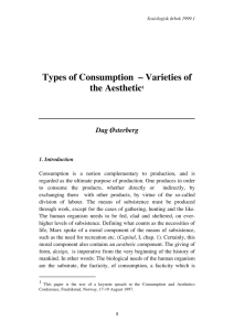 Types of Consumption – Varieties of the Aesthetic1