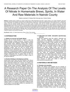 A Research Paper On The Analysis Of The Levels Of Nitrate In