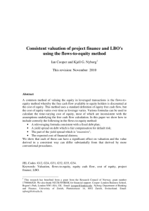 Consistent valuation of project finance and LBO's using the flows