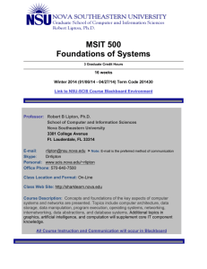 MSIT 500 Foundations of Systems - Graduate School of Computer