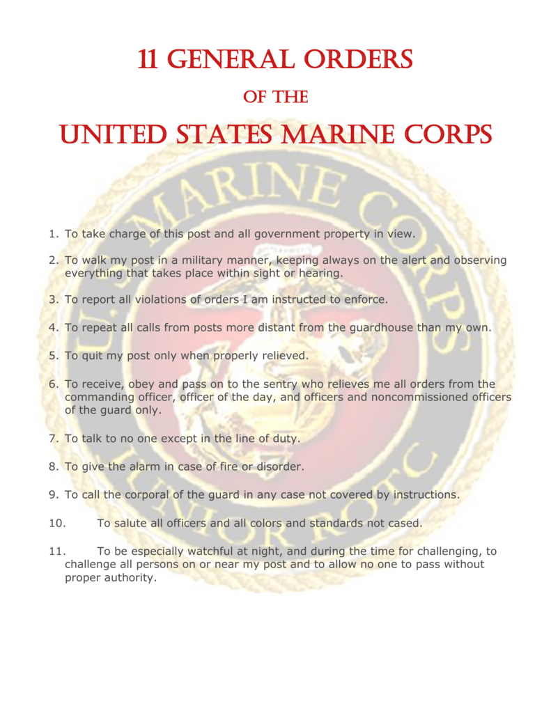 11 general orders marines