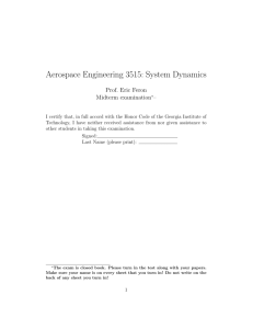 Aerospace Engineering 3515: System Dynamics