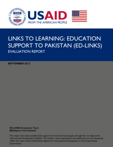 LINKS TO LEARNING: EDUCATION SUPPORT TO PAKISTAN (ED