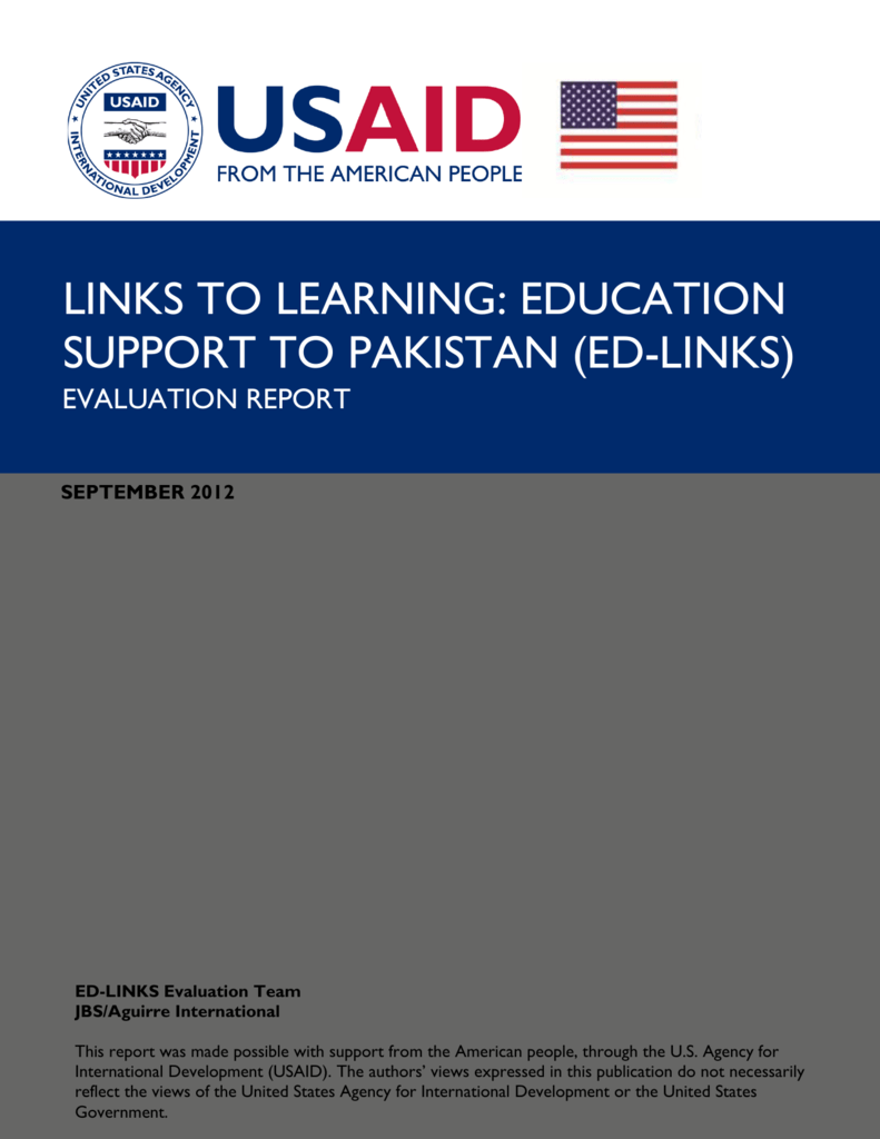 Links To Learning Education Support To Pakistan Ed
