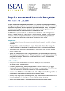 Steps for International Standards Recognition