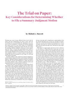 The Trial on Paper: Key Considerations for Determining Whether to