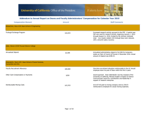 Addendum to 2010 Annual Report - Compensation at the University