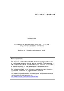 Integrated Humanitarian Contingency Plan for Iraq and