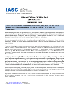 humanitarian crisis in iraq gender alert: september 2014