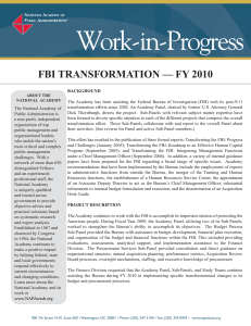 fbi transformation — fy 2010 - National Academy of Public