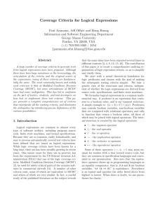 Coverage Criteria for Logical Expressions