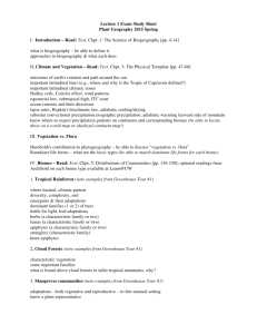 Lecture 1 Exam Study Sheet Plant Geography 2015 Spring I