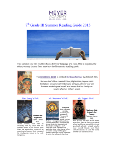 7 Grade IB Summer Reading Guide 2015