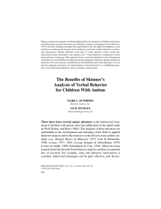 The Benefits of Skinner's Analysis of Verbal Behavior