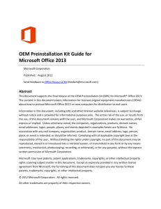 OEM Preinstallation Kit Guide for Microsoft Office 2013