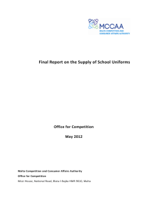 Final Report on the supply of School Uniforms May 2012