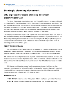Strategic planning document DHL express: Strategic