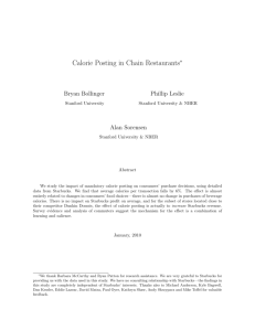 Stanford - Calorie Posting in Chain Restaurants