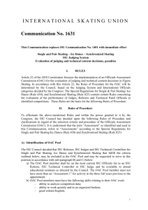 INTERNATIONAL SKATING UNION Communication No. 1631