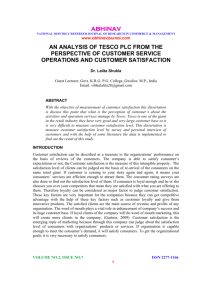 abhinav an analysis of tesco plc from the perspective of customer