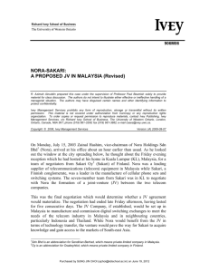 NORA-SAKARI: A PROPOSED JV IN MALAYSIA (Revised)